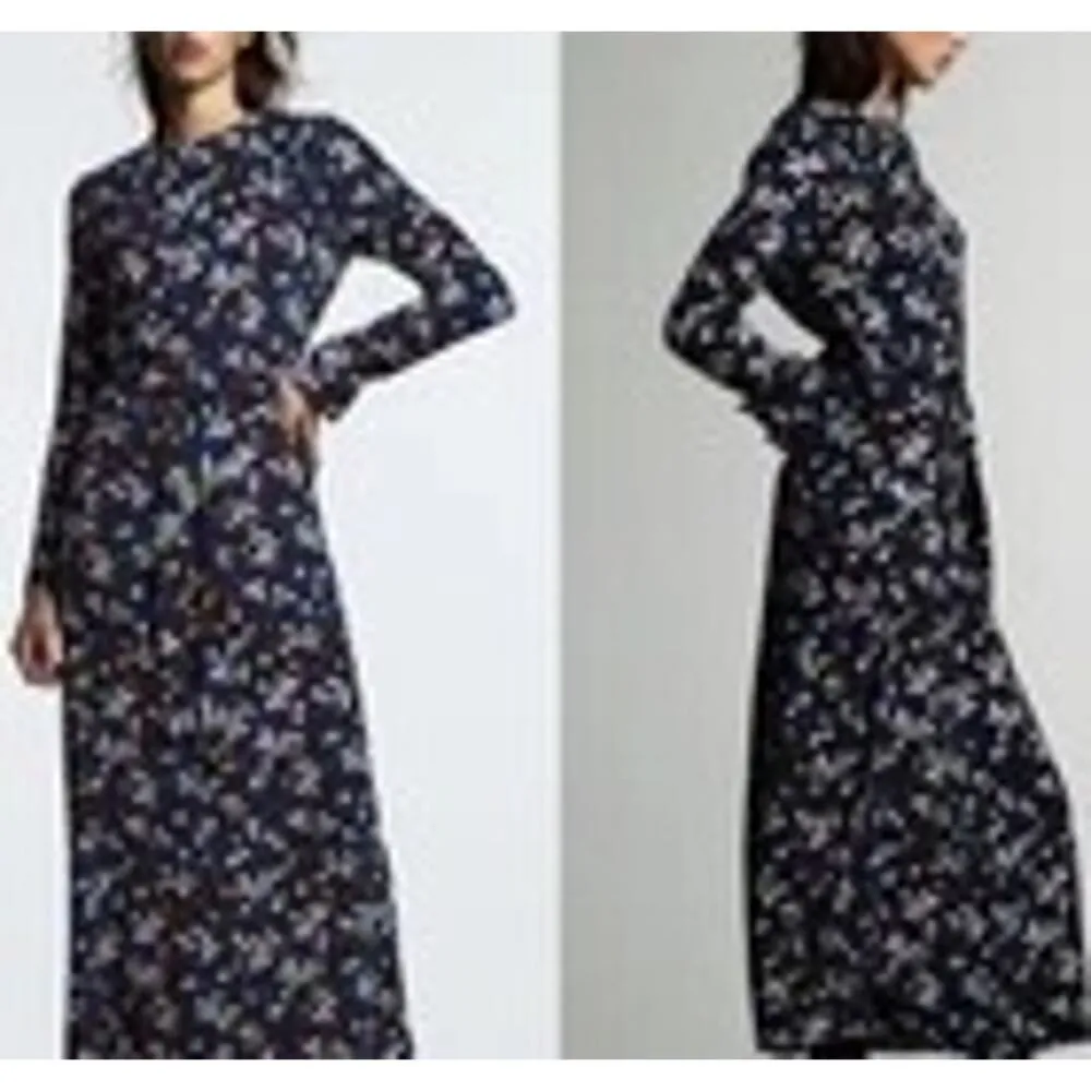 Zara Black Multicolor Confetti Dot Print Long Sleeve Maxi Dress Size Medium - Image 3
