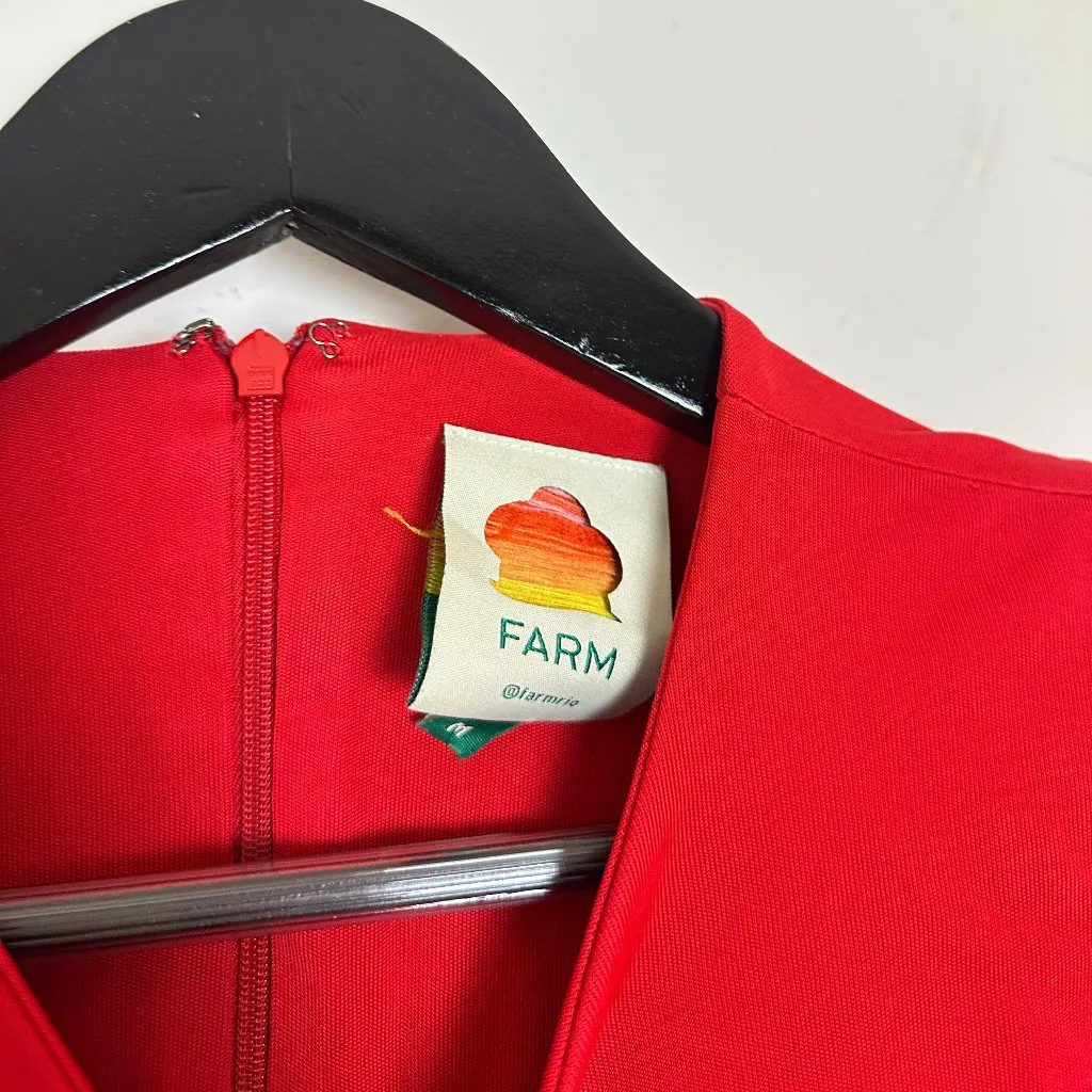 FARM Rio Twisted Jersey Midi Dress in Red Size Medium - Image 4