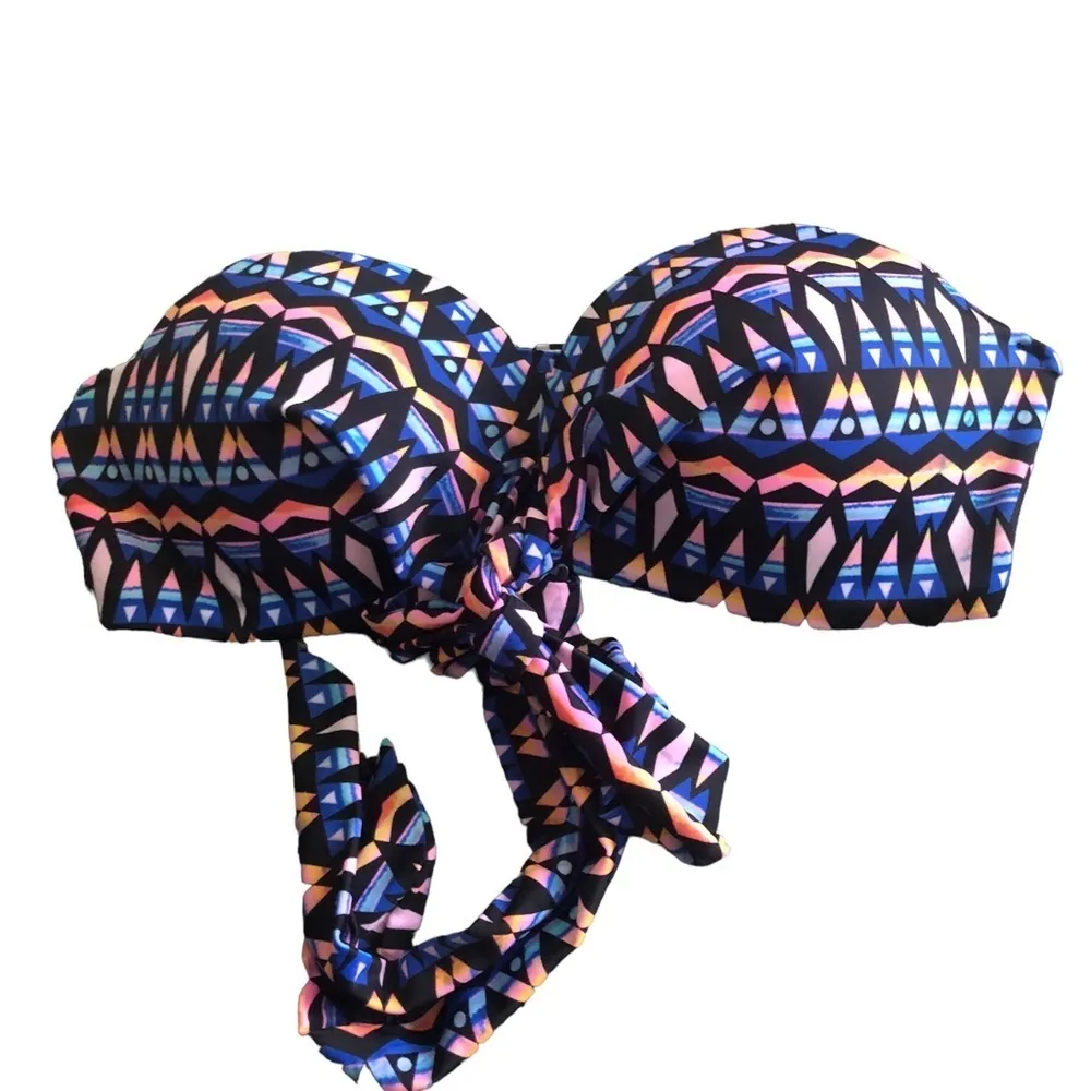 Pink Victoria’s Secret VS Push Up Bikini Top Sz. M Black Blue Pink Halter Style - Image 2