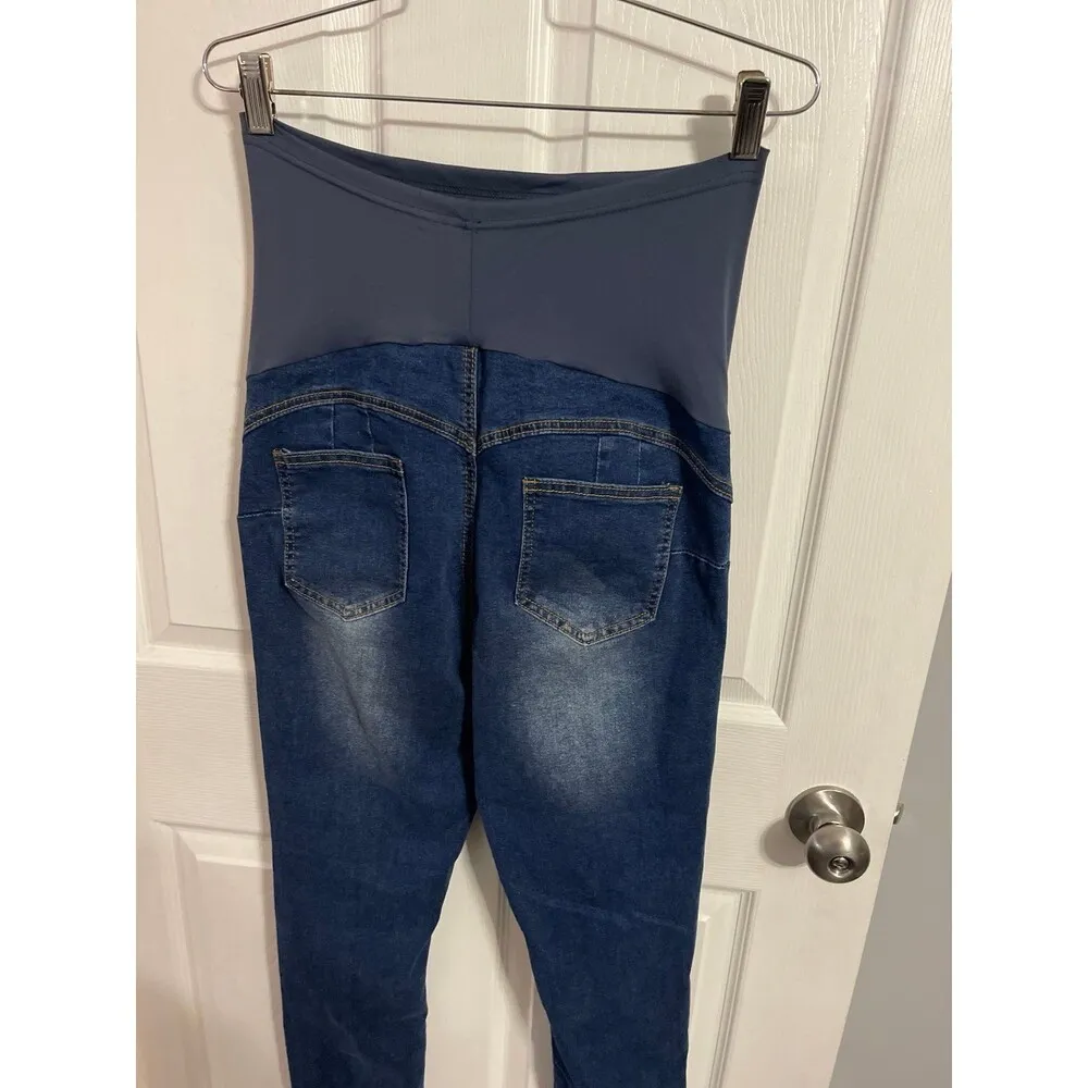 Maacie Over Belly Skinny Ripped Maternity Jeans Size M New With Tags - Image 5