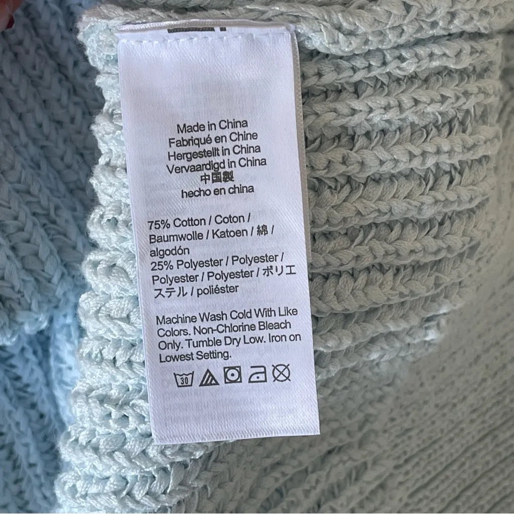 J. Crew Women's Blue Cotton Cropped Patch-Pocket Beach Cardigan Sweater  Size M - Image 8