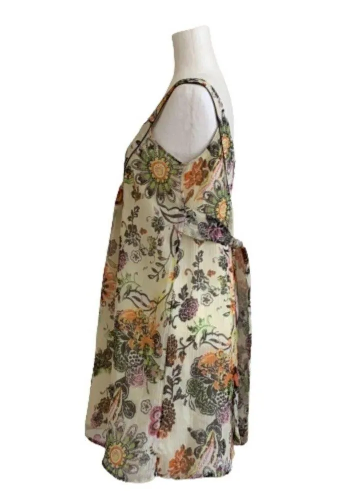 American Rag Dress Cream Spring Colors Floral Sleeveless Chiffon Dress Small - Image 3
