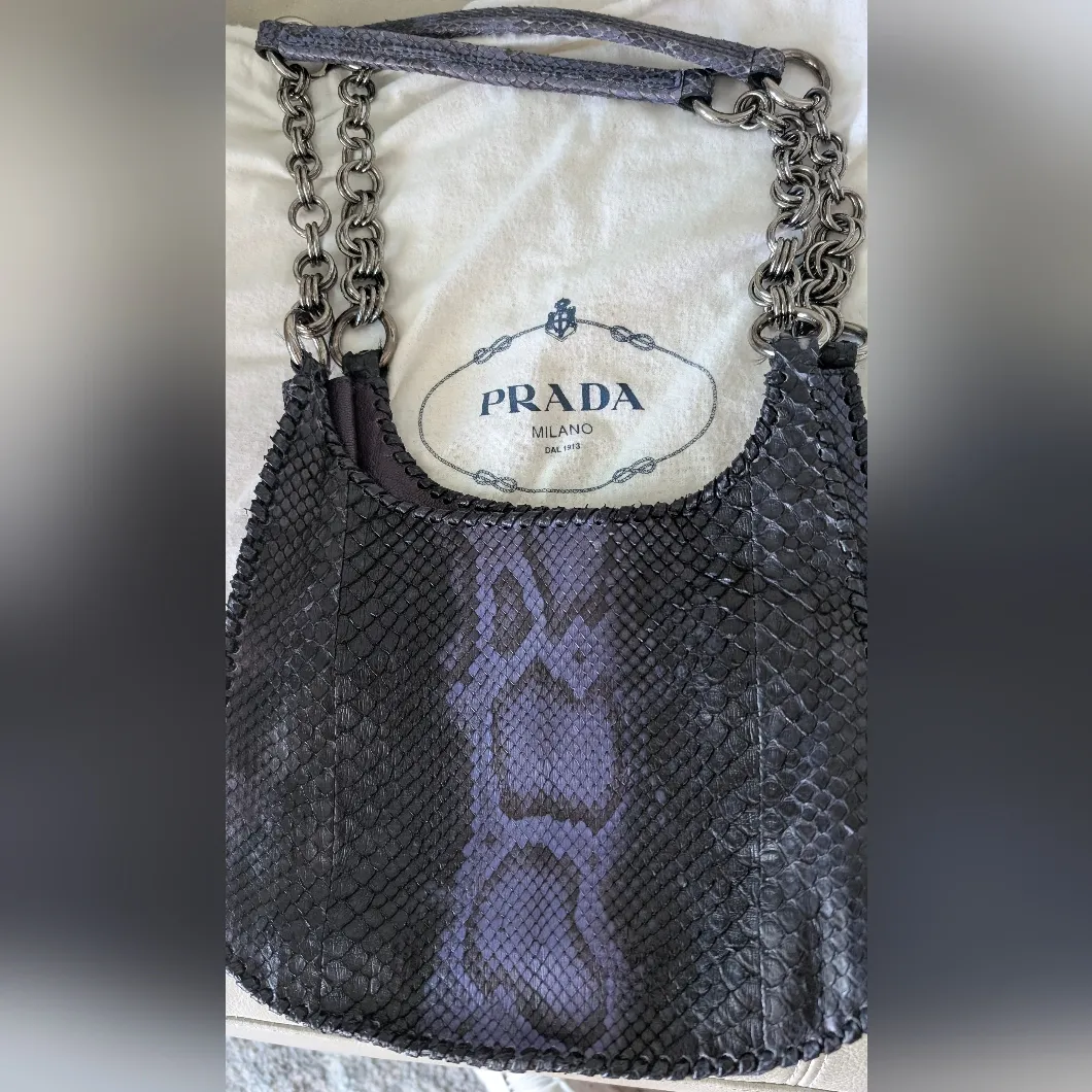 Prada Milano Purple & Black Ombre Python Leather Shoulder Bag – Rare & Stunning - Image 2