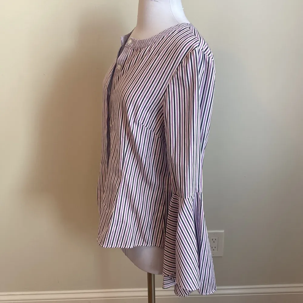 Milly Michelle Bell Sleeve Striped Shirting Button Down - Image 5