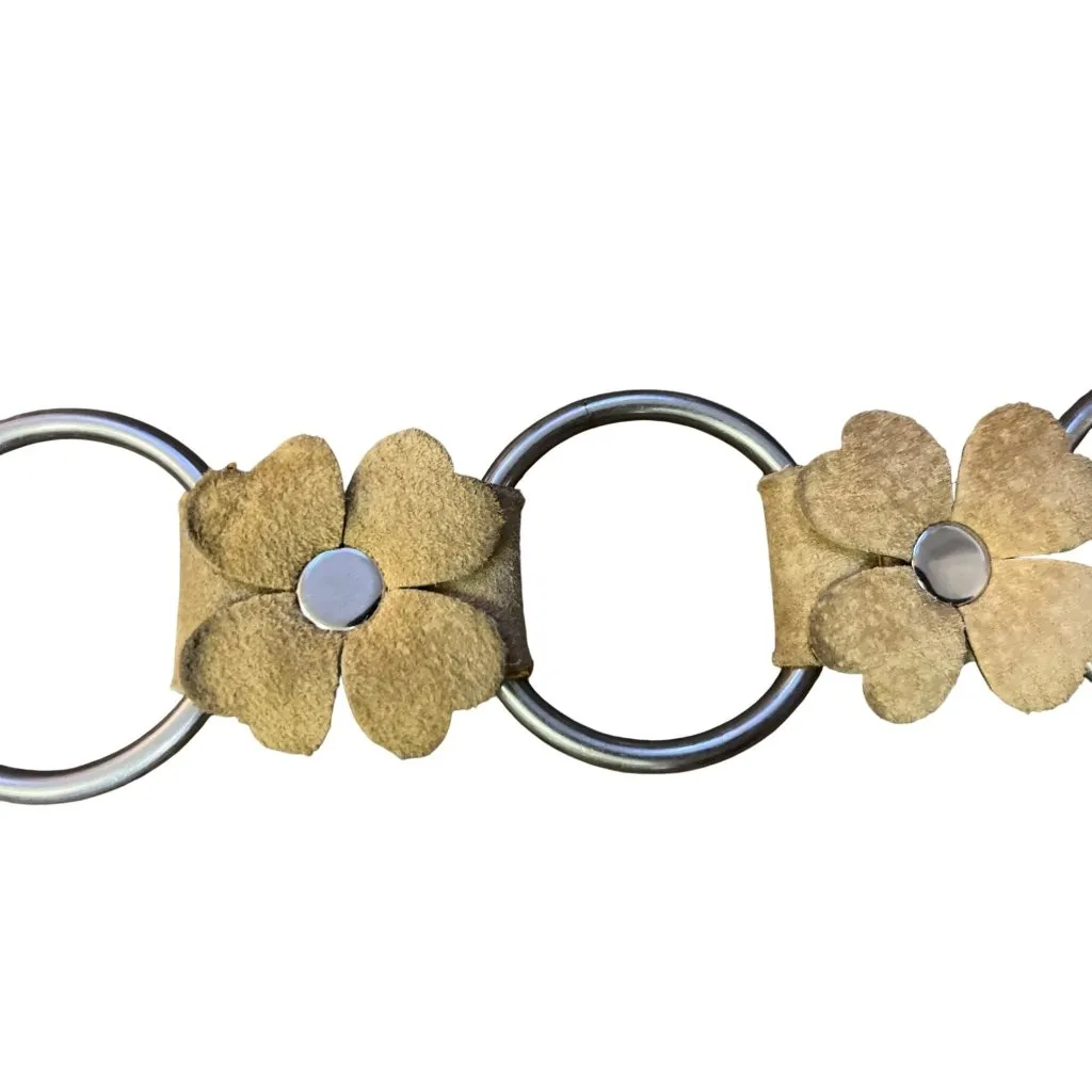 Retro Hippie Floral Suede Chain Belt Boho Festival Western Used Womens 38” - Image 13