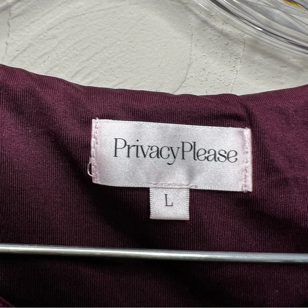 Privacy Please Revolve Burgundy Faux Wrap Shimmer Knit Mini Dress - Image 4