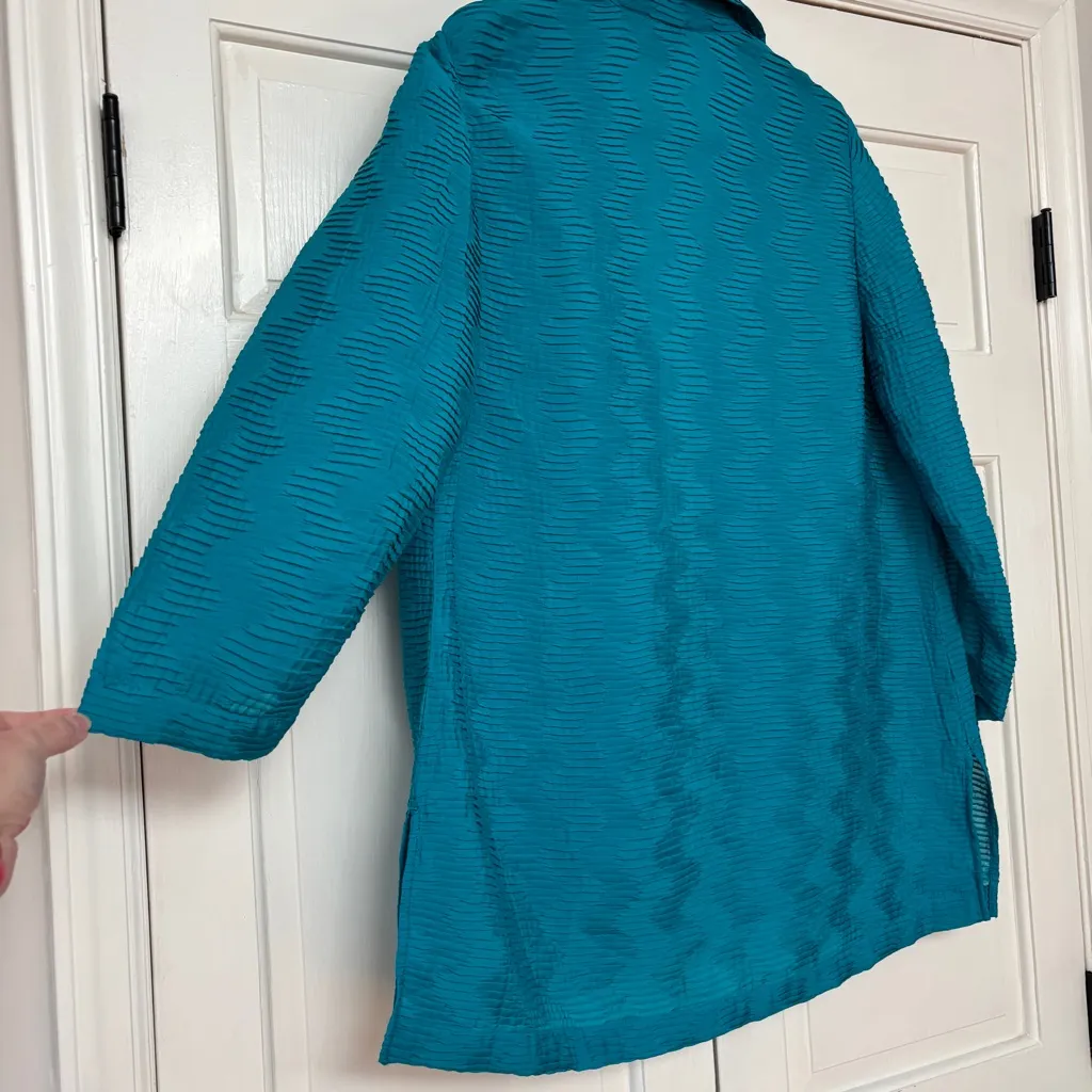 Chico's Travelers Size 3 Textured Open Front Shirt Jacket Blazer Chicos Size‎ XL - Image 11