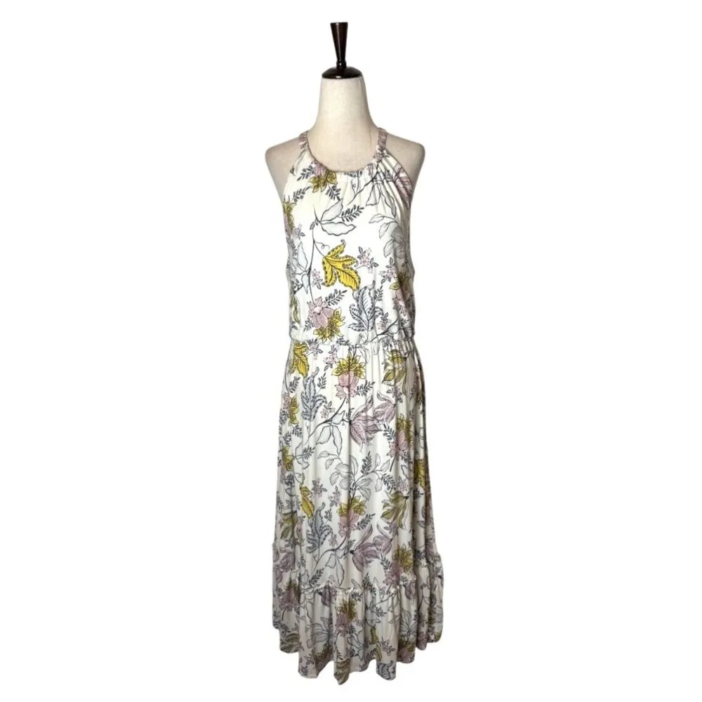 Rachel Zoe Dress Women Large Ivory Floral‎ Print Tiered Midi Boho Cottagecore - Image 2