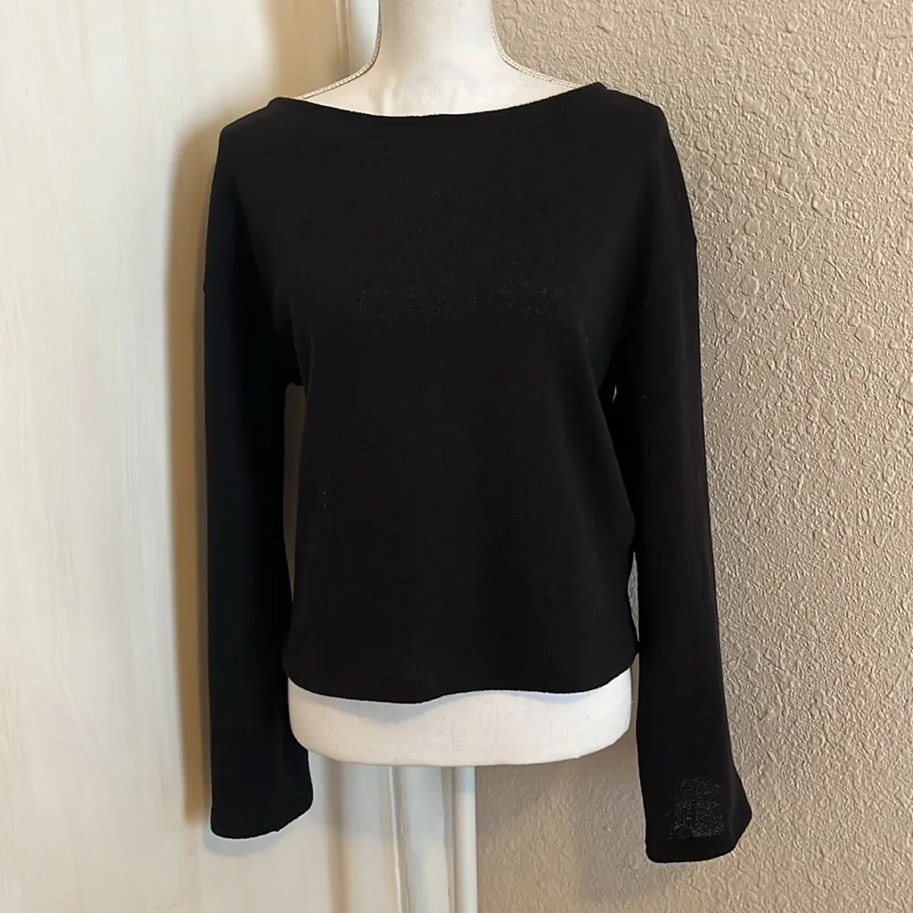 Black Flared Sleeve Top Size M - Image 2