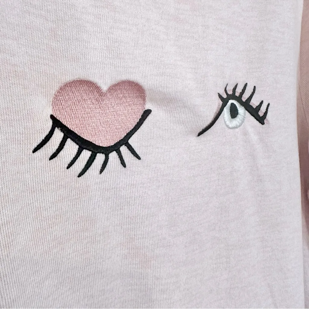 Kate Spade Wink Eye Embroidered Knit‎ Sleep Shirt Nightgown Women's Medium Pink - Image 4