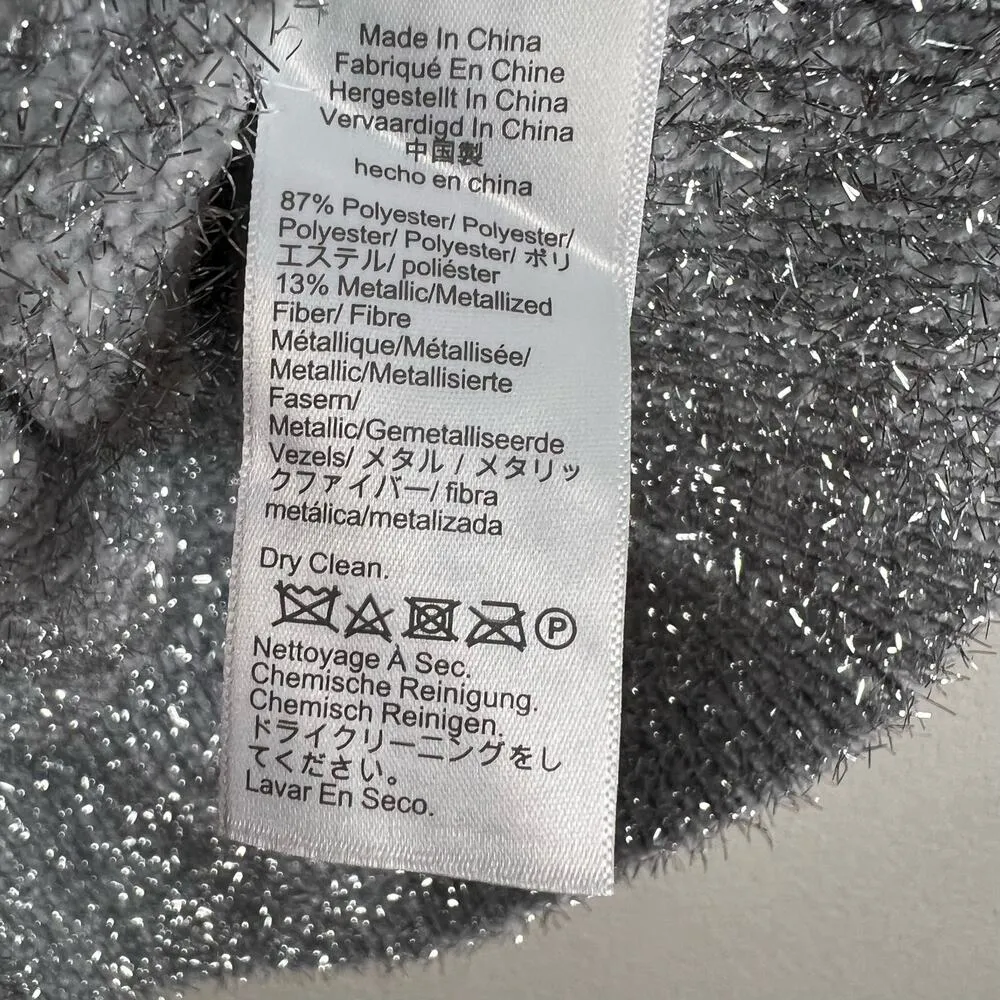 J.Crew Gray Metallic Silver Oversized Brushed Yarn Crewneck Sweater Size XS - Image 10