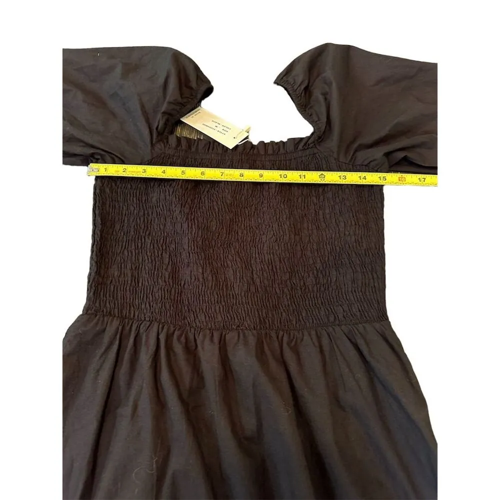 Sim & Sam Women's Black Midi Dress M casual cotton Short Puff Sleeve - Image 9
