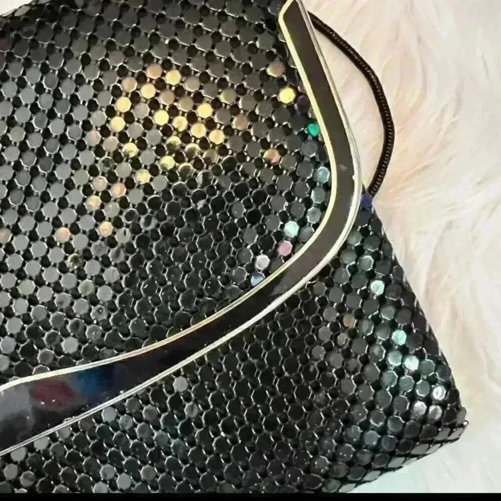 Vintage Enamel Pailette Metal Clutch Purses Bundle of 2 Black - Image 11