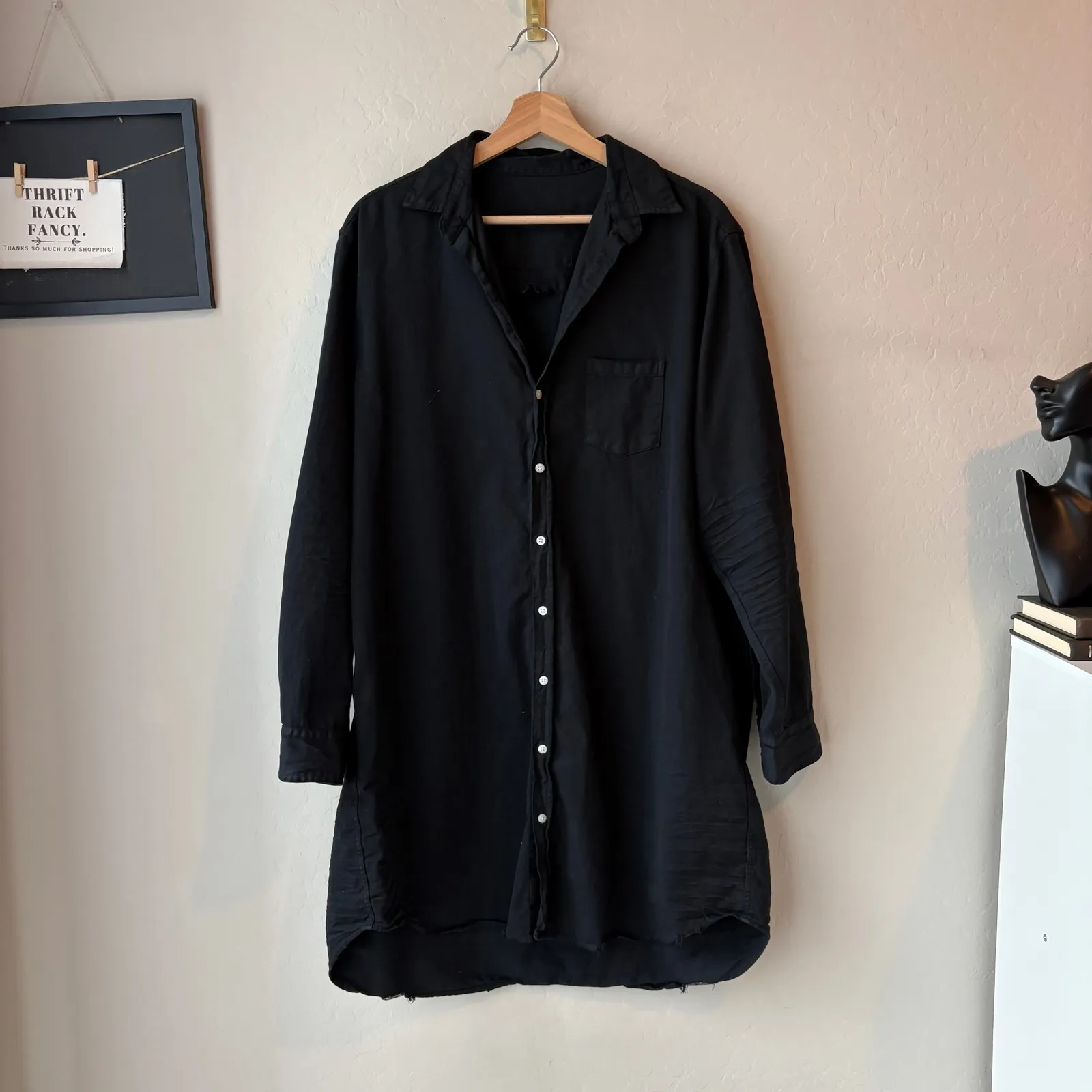 Frank & Eileen Dress Mary Famous Denim Black Button Down Shirt Dress Size XL - Image 3