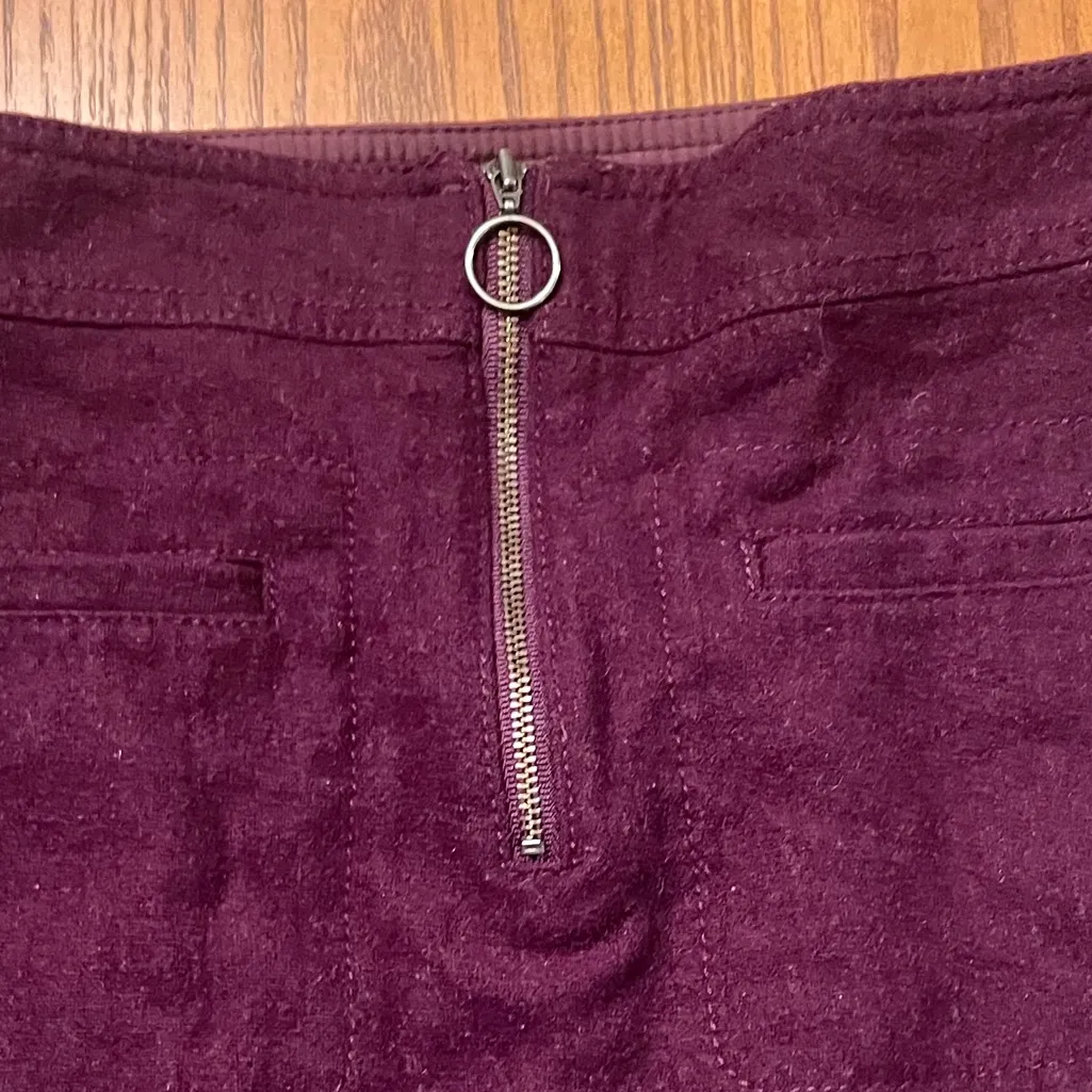 Madewell Fireside Front-Zip‎ A-Line Wool Mini Skirt in Rich Plum Burgundy Size 2 - Image 10