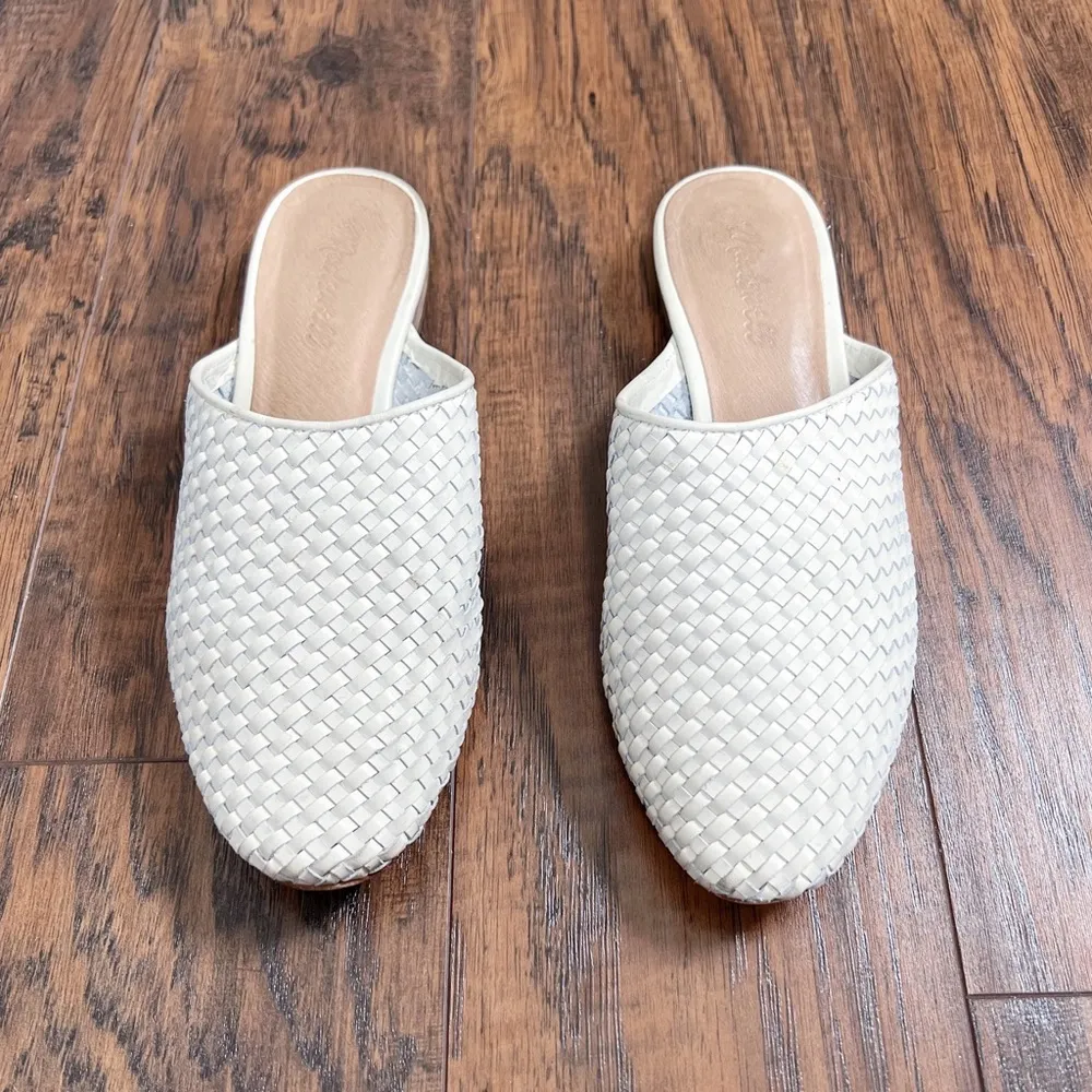 Madewell • Cassidy Woven Mule slide slip on Vintage Canvas leather ivory cream - Image 4