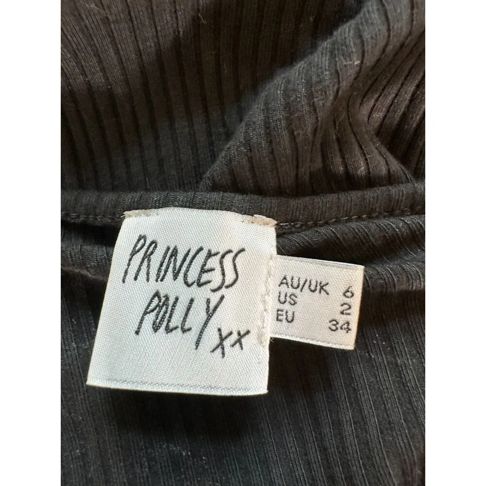 Princess Polly Ribbed Midi Dress with Slit Size 2 - Image 4