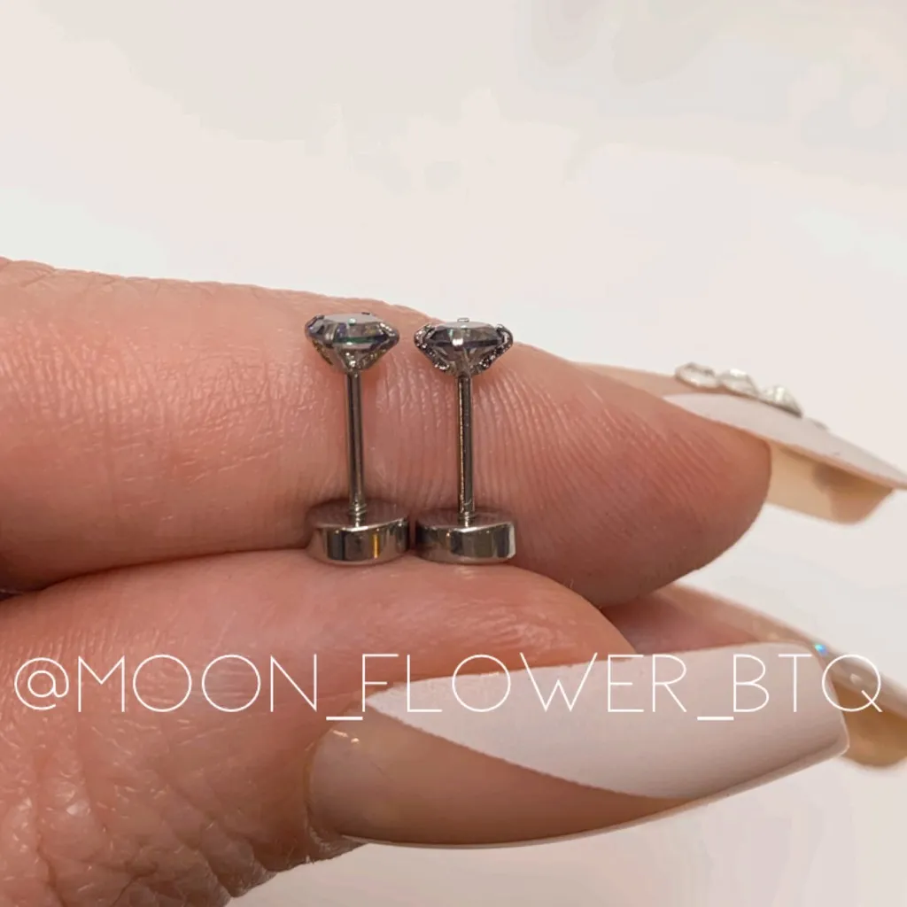 Tiny Rainbow CZ Flat Back Earrings Silver - Image 5