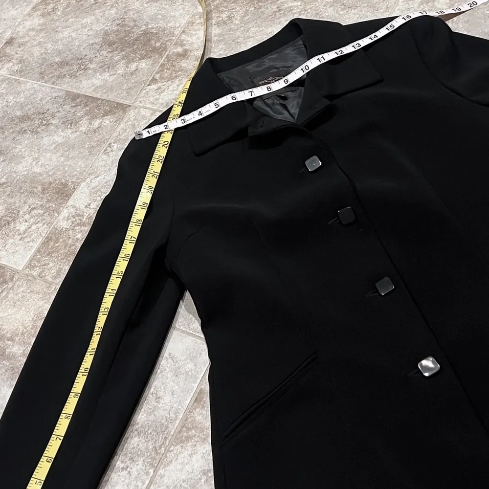 Carmel Zhao Star Georgette Trench Blazer Overcoat Long Designer Black jacket 8 - Image 10