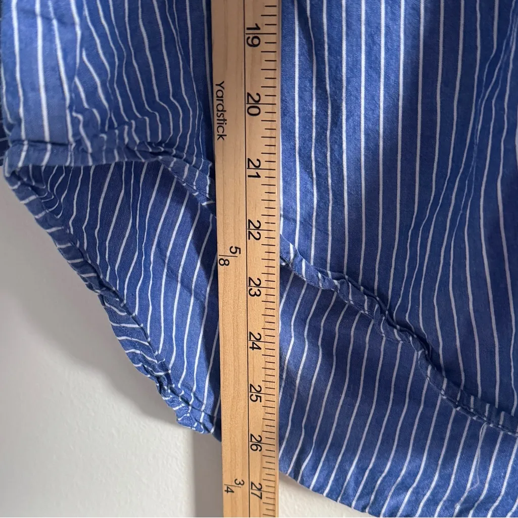 MILLIE SOFIA TOP IN HARBOR STRIPE SIZE XS OVERSIZED COTTON BUTTON UP BLUE - Image 7