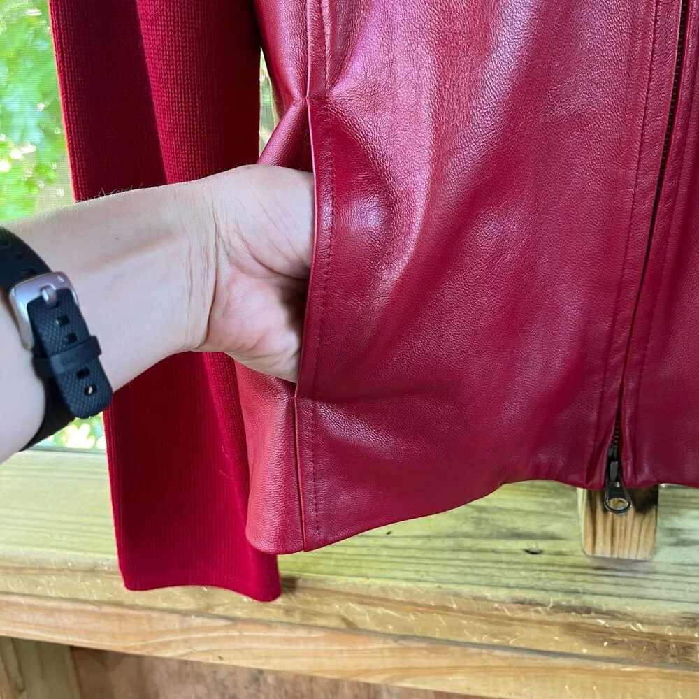 Pendleton Women's Red Leather And Wool Jacket Size XL. NWOT - Image 4