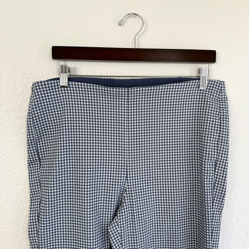 Chico’s Womens Pants Blue White Gingham Plaid Stretch Pull On Size 12 - Image 3