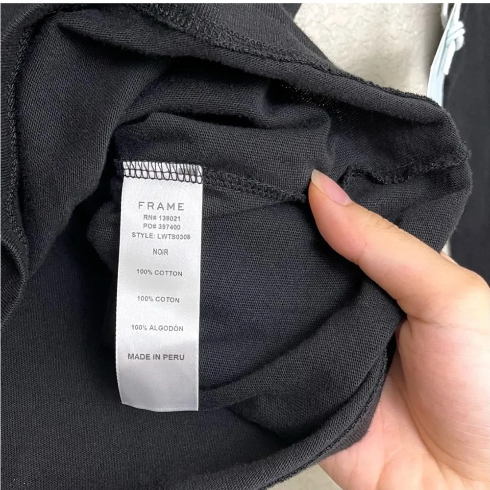 Frame Ruffle Crewneck Long Sleeve Cotton Shirt Size S Black Noir Classic - Image 7