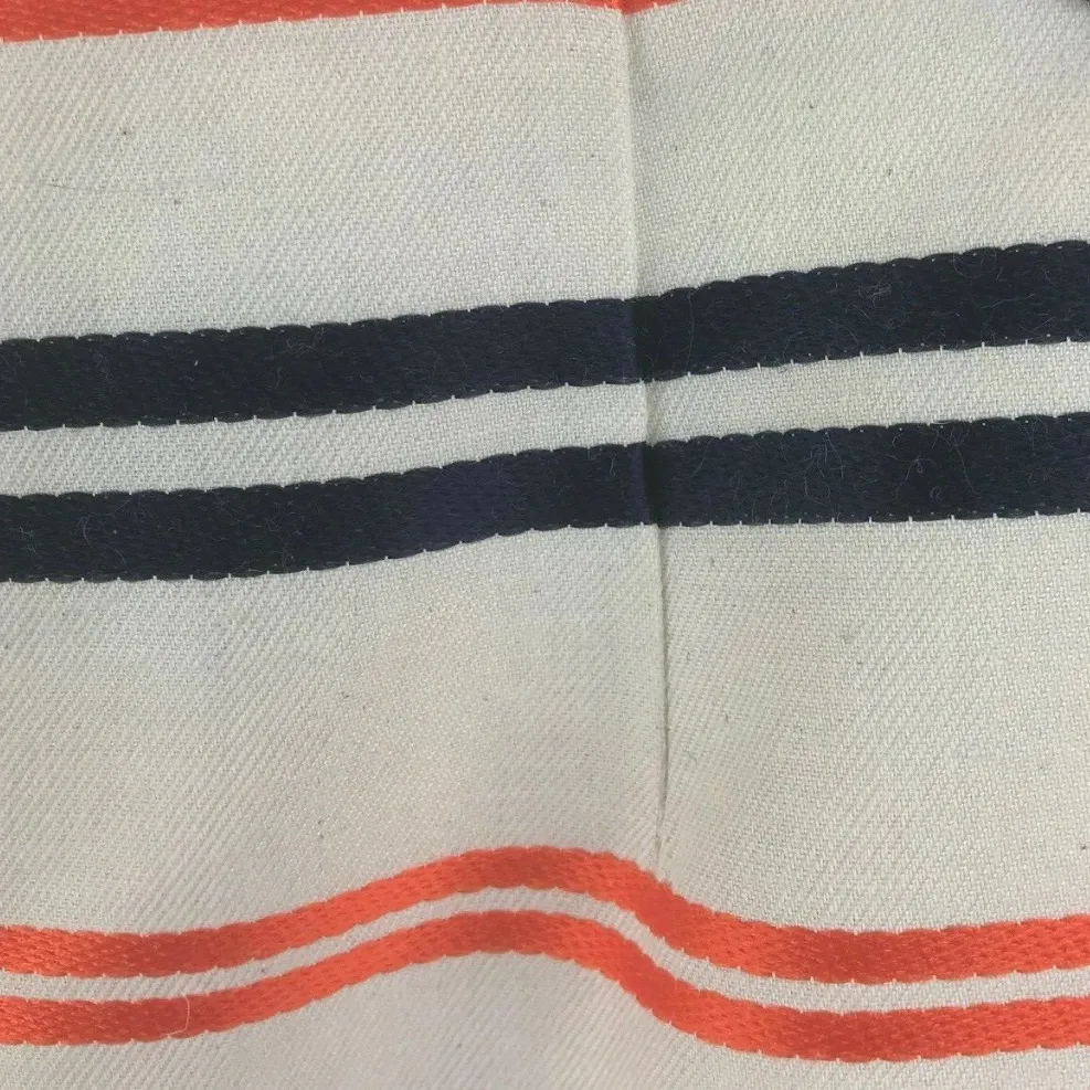 Worth Women's Pencil Skirt Size 12 Large Linen Blend Orange Navy Stripe Preppy - Image 5
