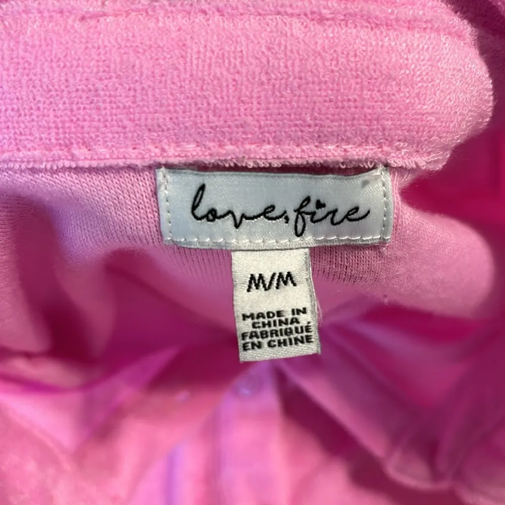 Pink Terry Top Cropped Collared Polo Summer Womens Small New - Image 8