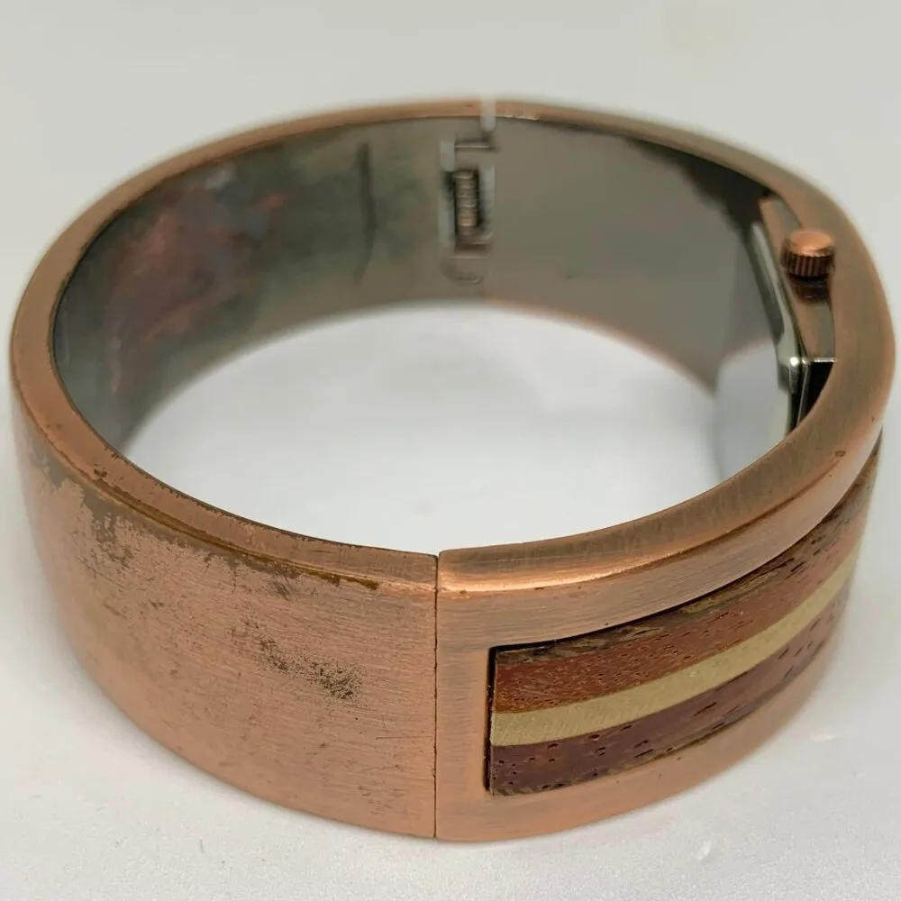 Narmi women’s watch 21mm cooper tone watch pearl dial cuff bracelet size 7” runs - Image 5