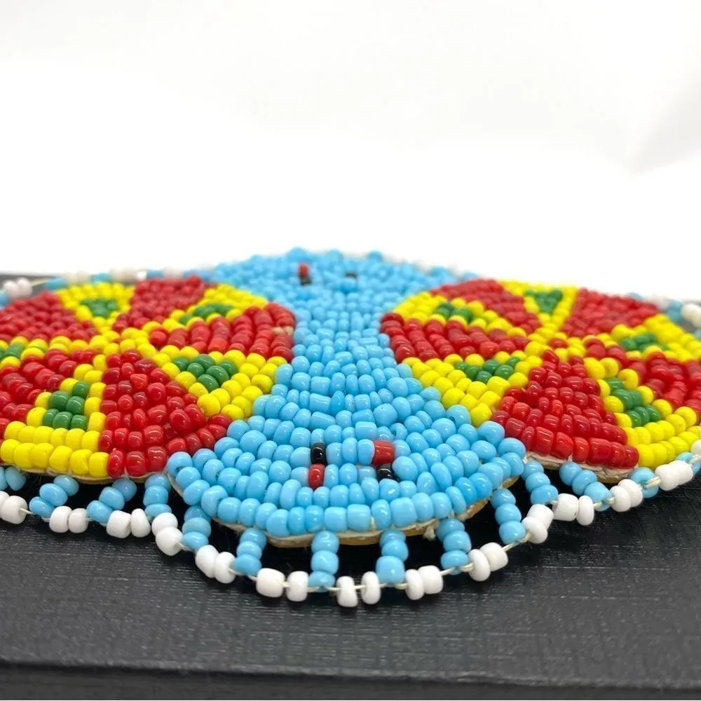 Vintage Native American Style Beaded Hair Barrette Blue - Image 5