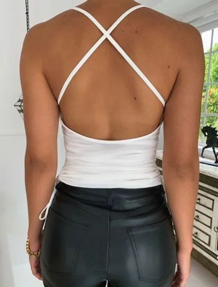 Tiger Mist  White Cut Out Crop Top - Image 3