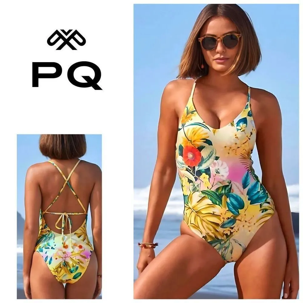 New. PQ Pilyq floral one piece swimsuit. Small . Retails $149 - Image 2
