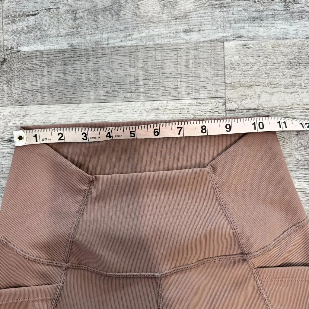 Wilo The Label high rise ribbed leggings with pockets latte/clay size medium K17 - Image 5