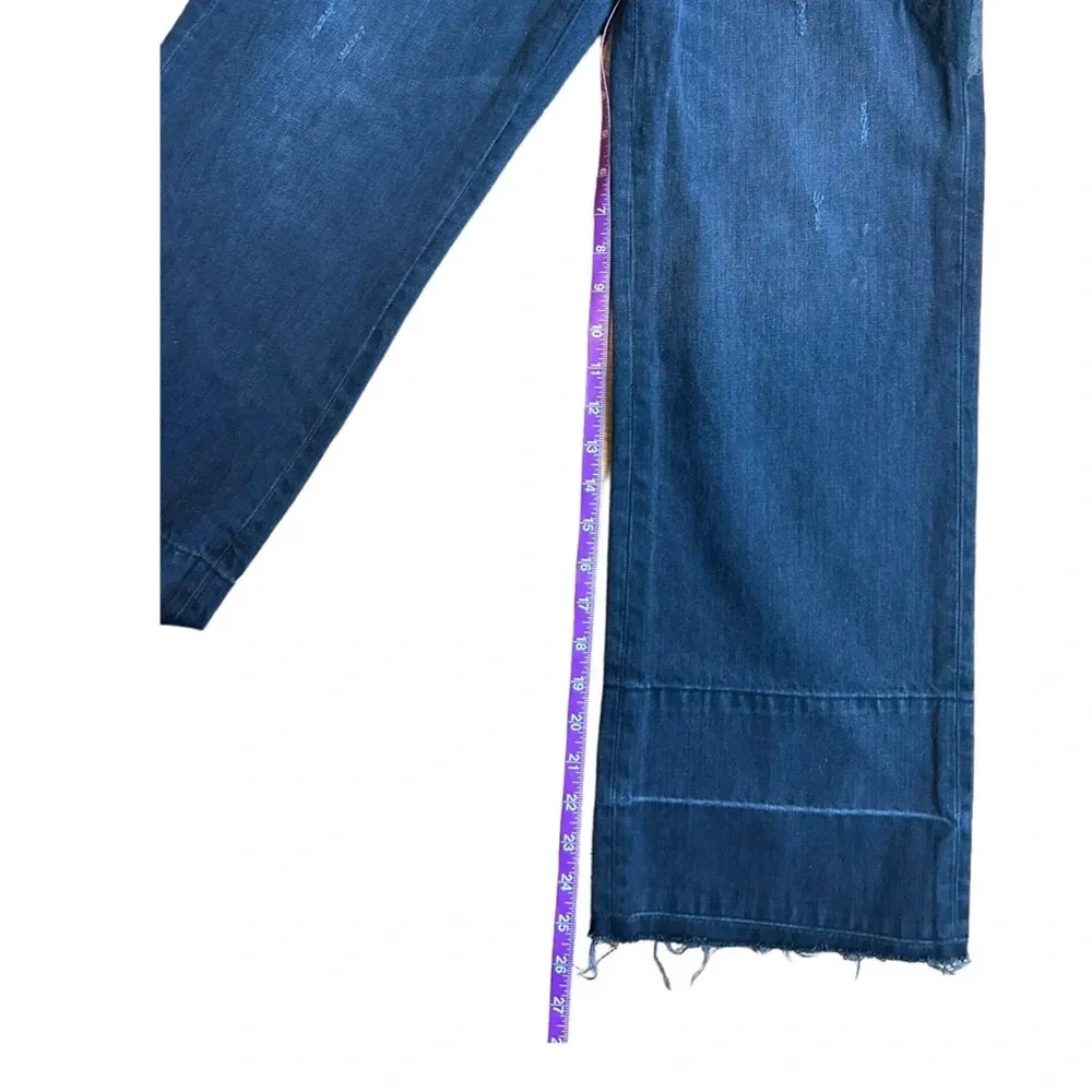 Sandrine Rose Los Angeles black wide leg embroidered jeans size 24 Fray Hem - Image 16