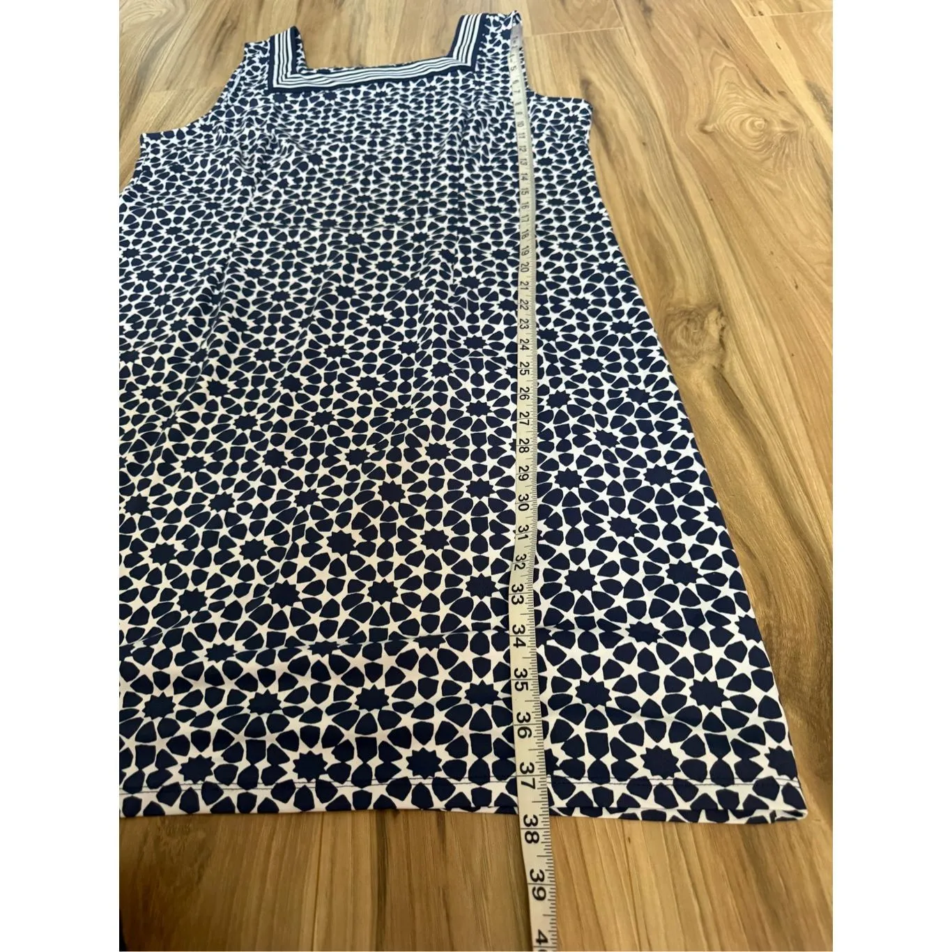 Talbots Navy Geometric Print Sleeveless Dress sz XL petite - Image 7