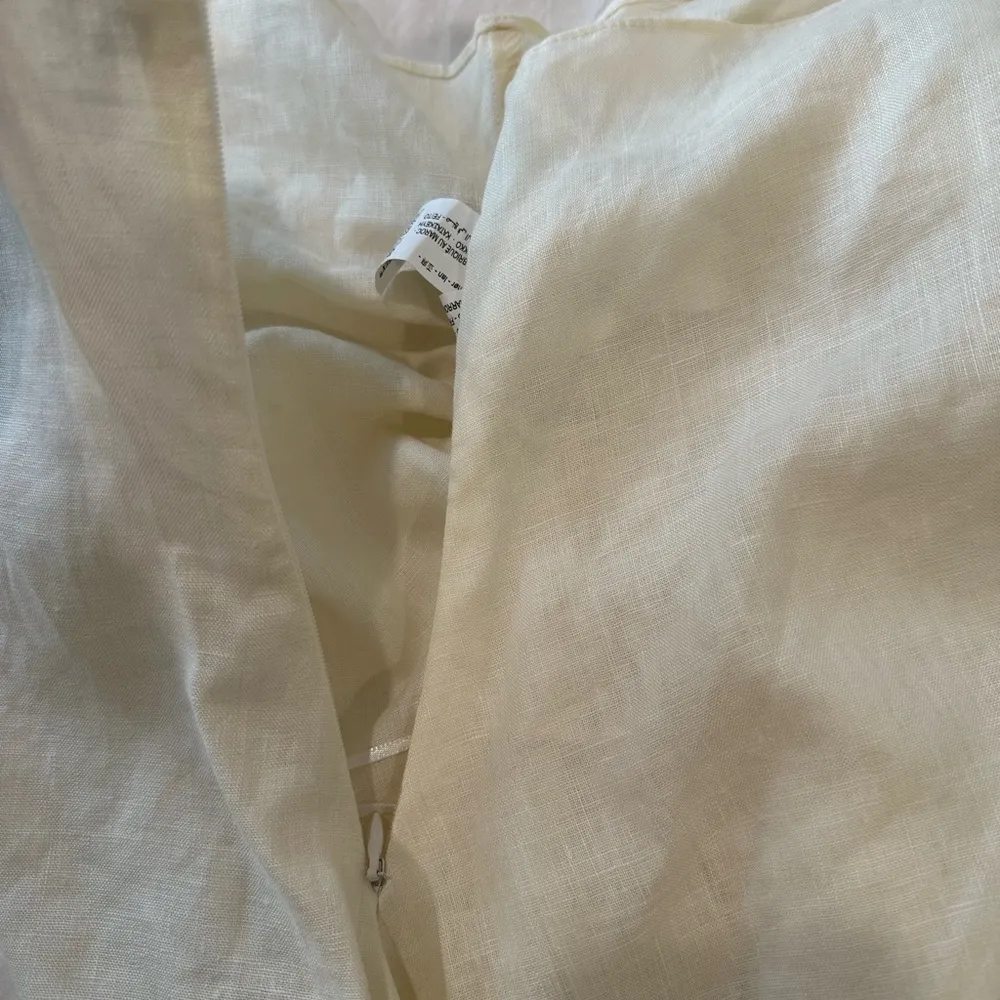 Zara Asymmetric Neck Fringed Linen Top - Image 7