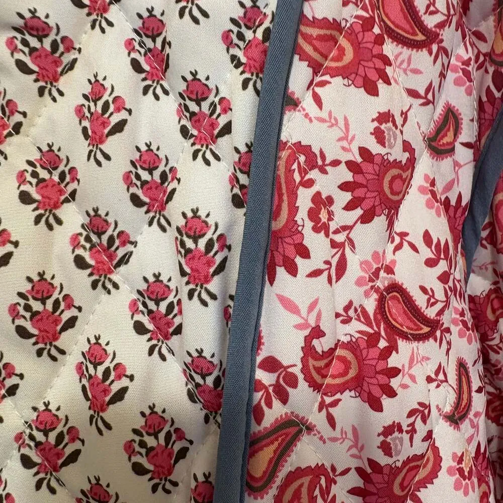 Colorful Floral Quilted Cropped Jacket boho garden party - Image 8