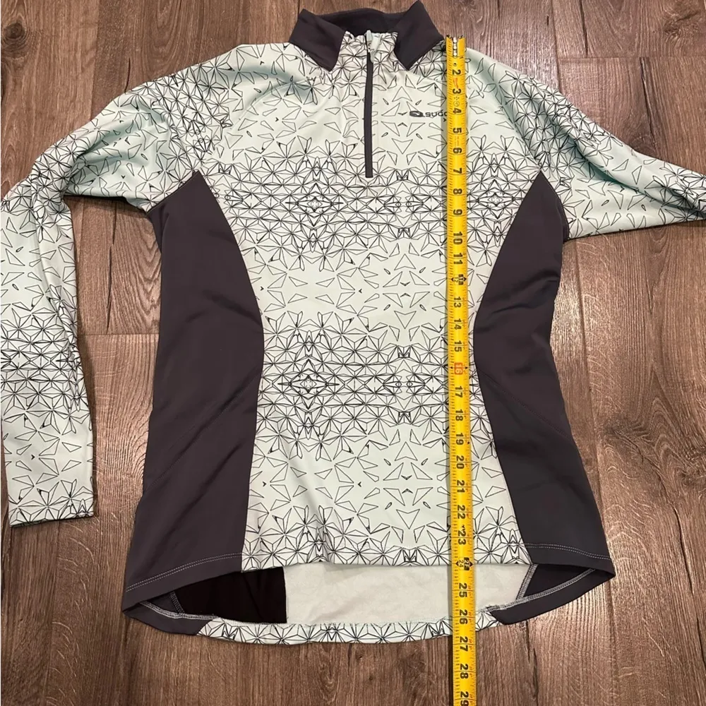Sugoi Women’s Large Cycling Fleece Top Long Sleeve Aqua Midzero 1/4 Zip EUC Green - Image 10
