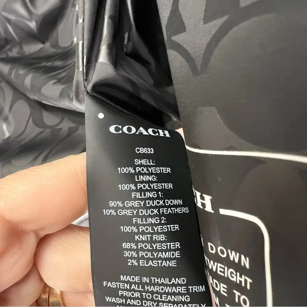 Coach short down puffer jacket black coat size XS NWT - Image 10