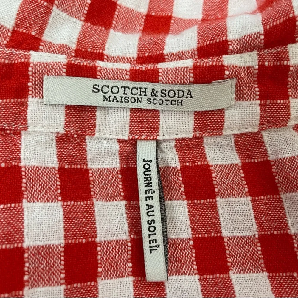 Scotch & Soda Ruffled Gingham Quarter Zip Top Size Extra Small - Image 7