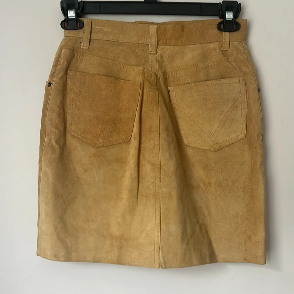 Vintage‎ 80s Crazy Horse Tan Suede Mini Skirt size 7/8 ❤️ - Image 4
