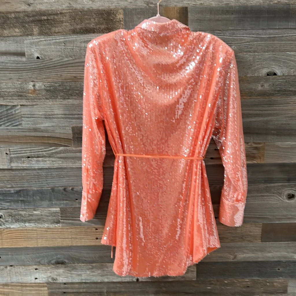 Nookie Oracle Peach Sequin Shirt Dress Size Small NWT - Image 8