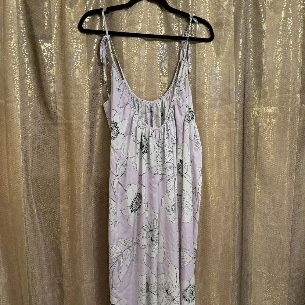 Victorias Secret Lilac White Floral Satin Pants Jumpsuit Medium NWOT - Image 2