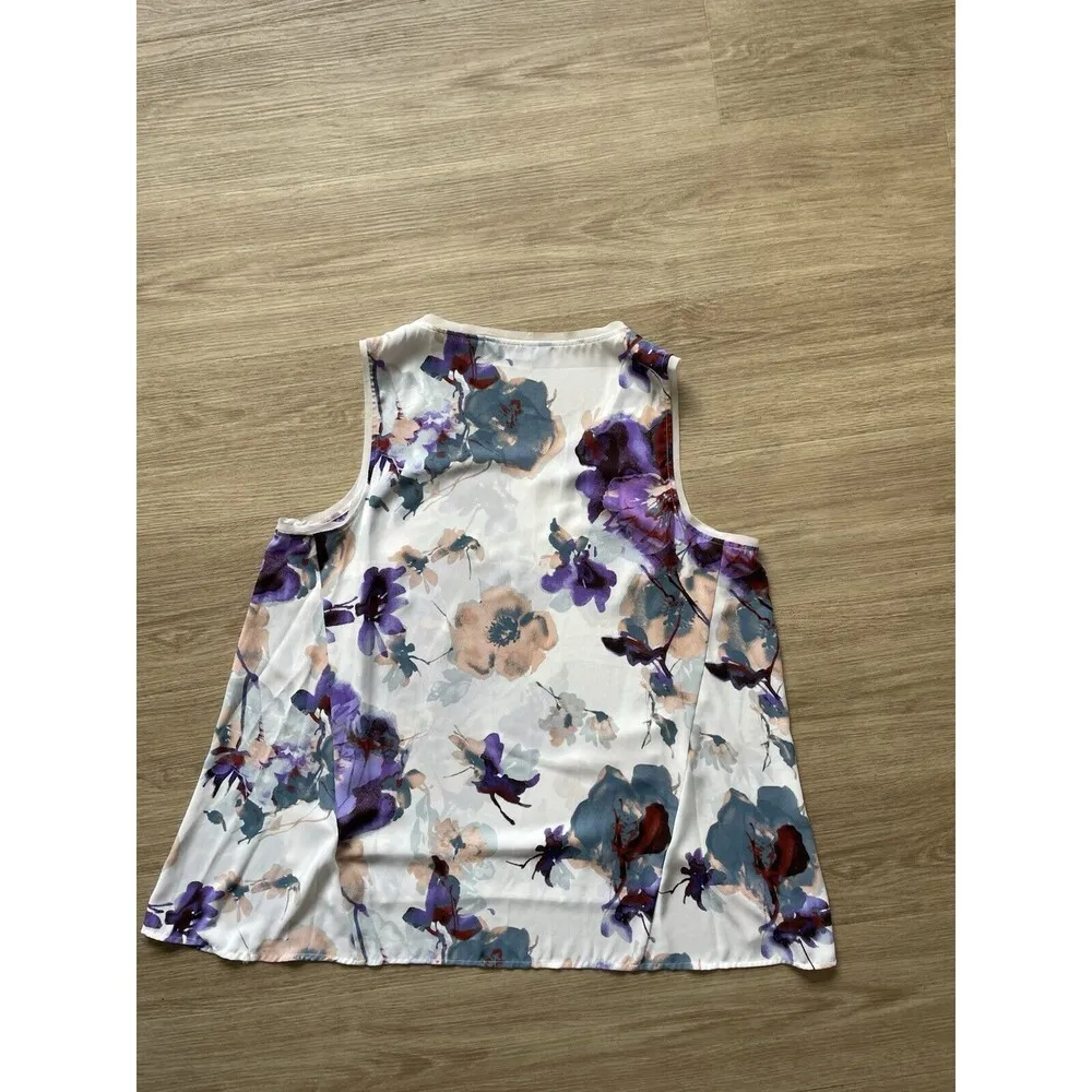 Simply Vera Vera Wang High-Low Layered trim Sleeveless Top Floral Size XL - Image 2