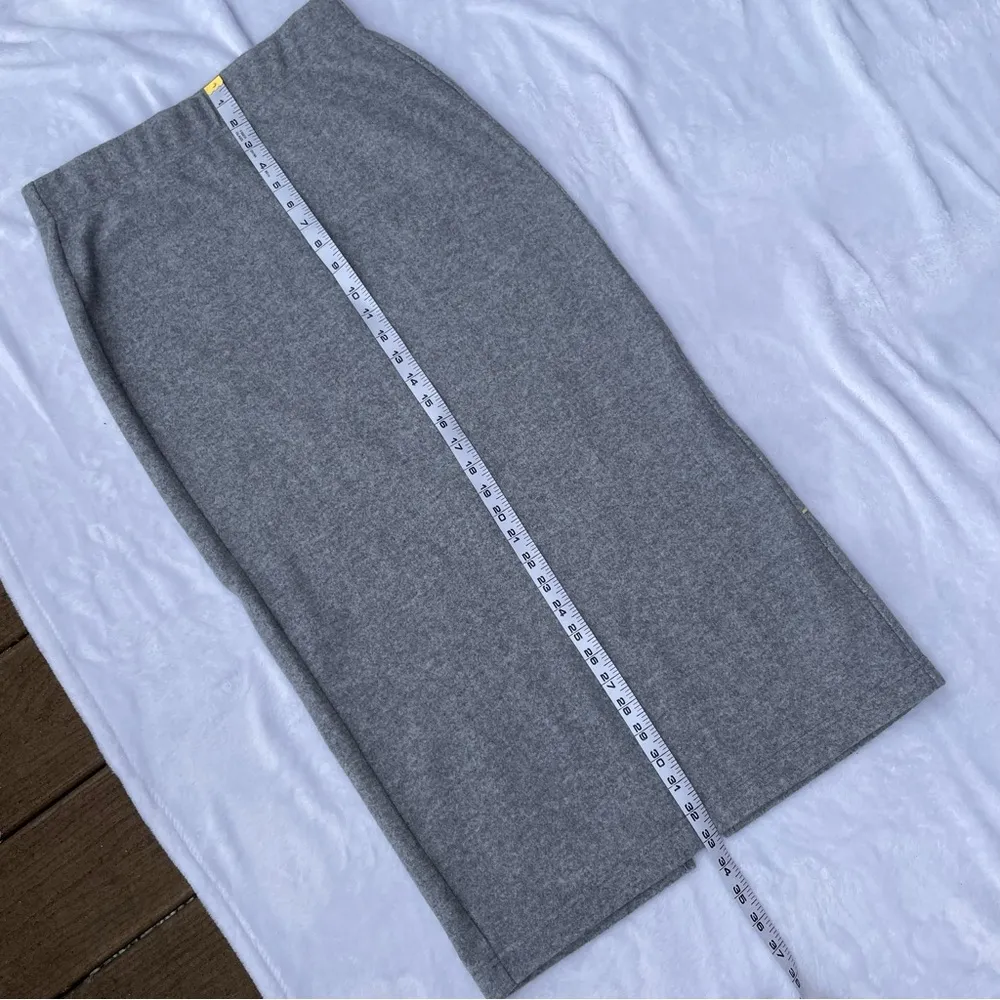 MANGO Minimalist Simple Chic Light Grey Fitted Midi Skirt Small - Image 8