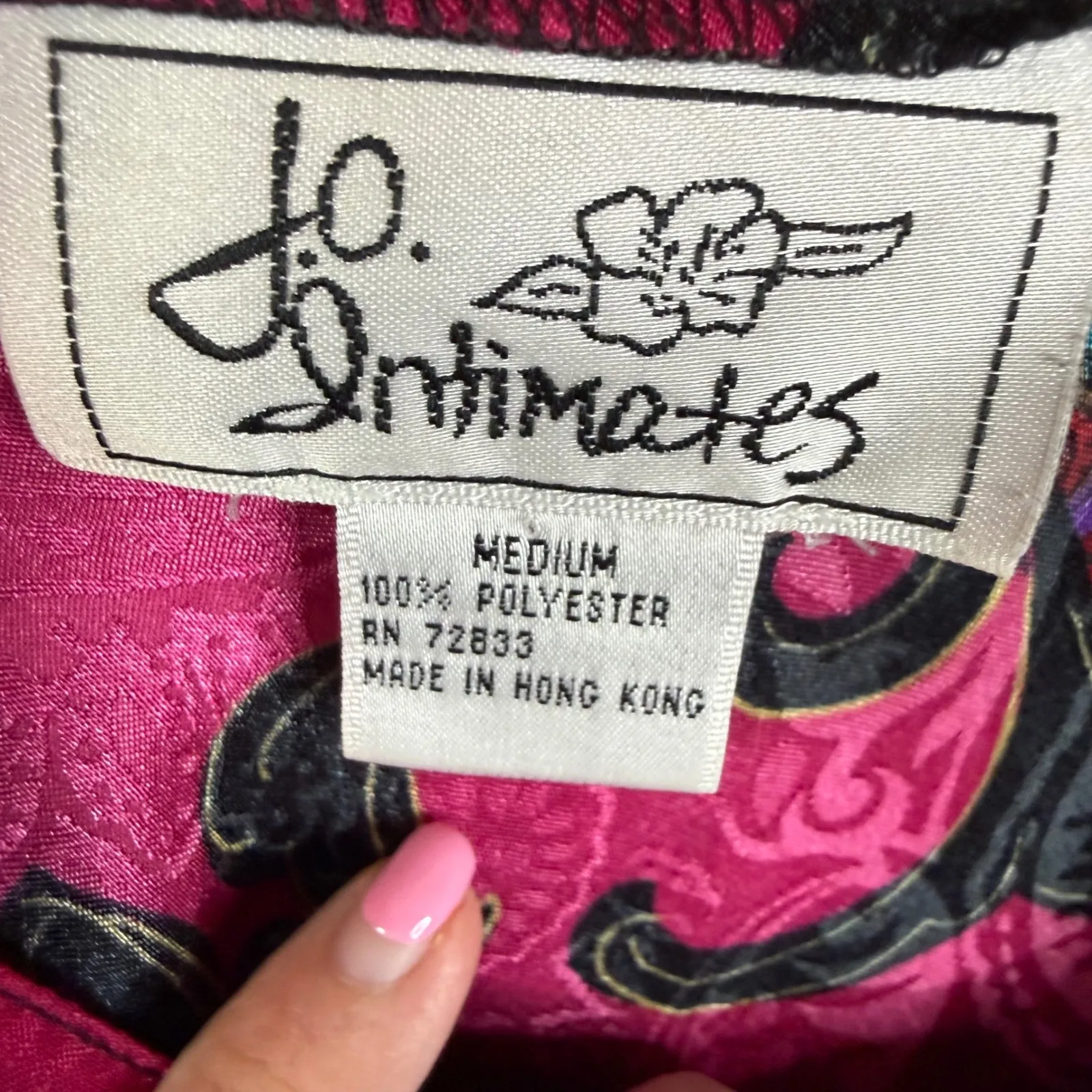 Vintage JO Intimates Chemise Slip Womens Medium‎ Nightgown Floral Paisley 90s Pink - Image 4