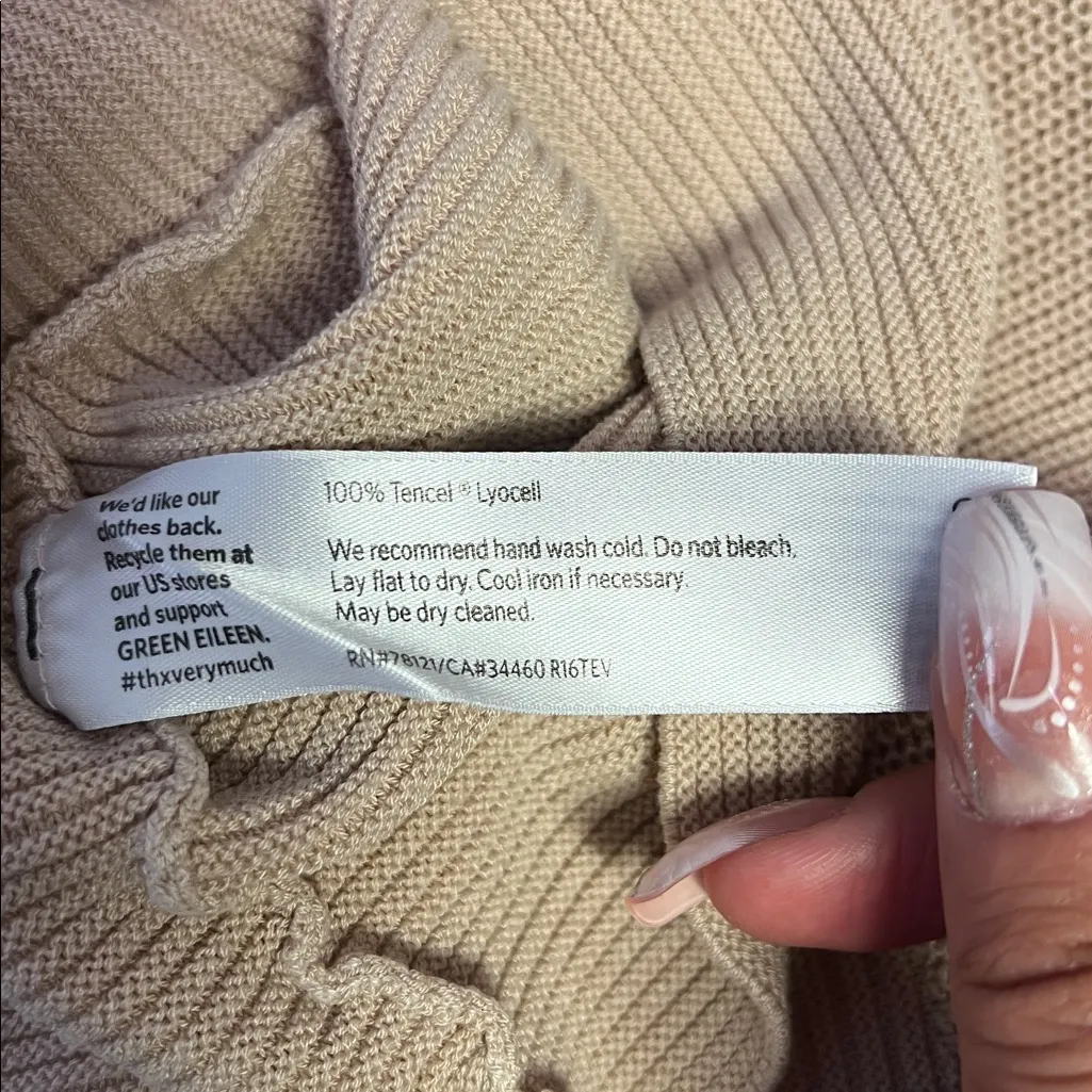 Eileen Fisher Women’s Tan Ribbed Sweater - 100% Tencel. Size: Xtra Xtra Small - Image 4