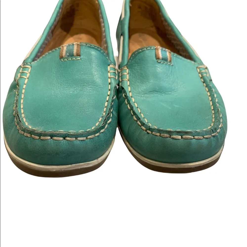 Naturalizer Hanover Turquoise Leather Slip On Boat Shoes - Image 9