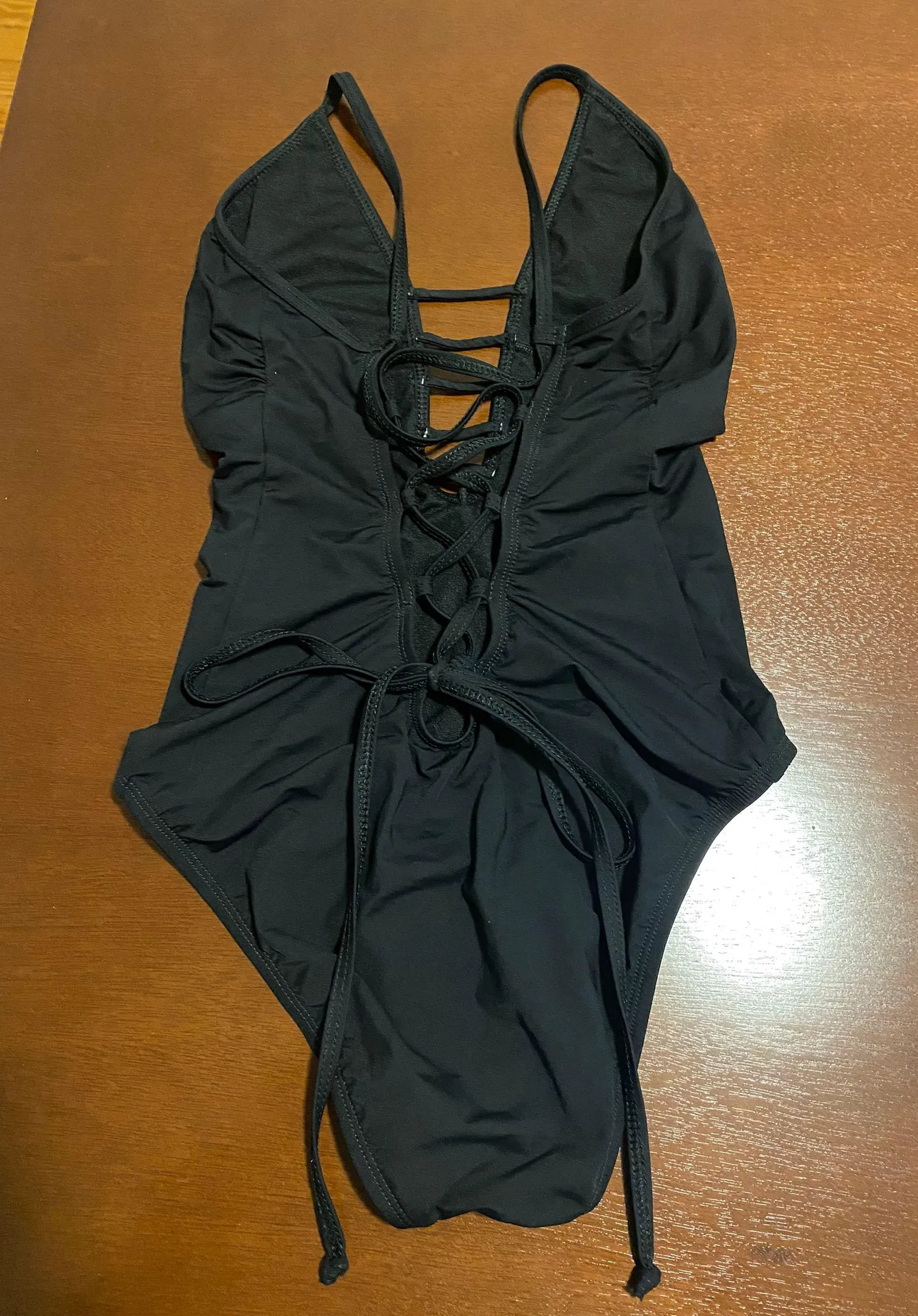 Lace Up Back Swimsuit Black Size 4 - Image 2